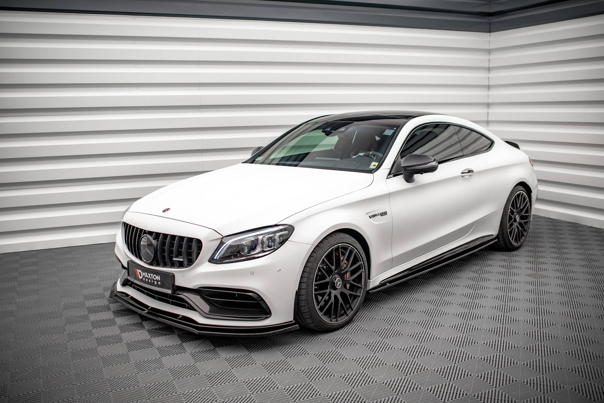 Seitenschweller V1 Ansatz für für Mercedes-AMG C 63 AMG Coupe C205 Facelift schwarz matt