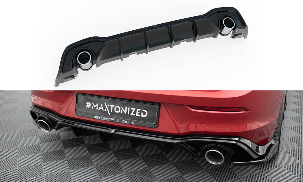Maxton Design - Diffusor Heck Ansatz + Endrohre für VW Golf GTE / R - Line Mk8 / Mk8 Facelift - Aerowerk.