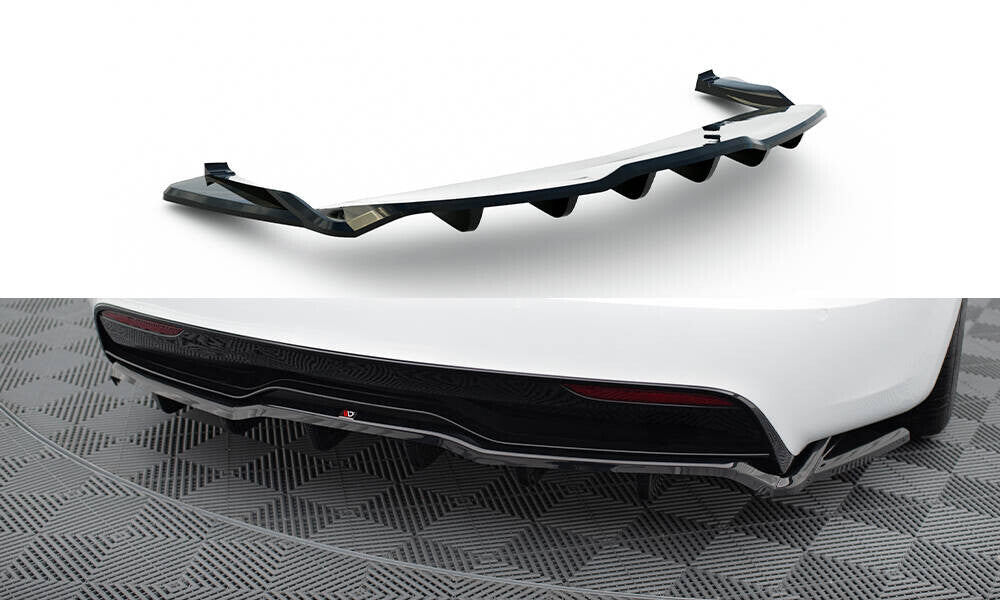 Mittlerer Cup Diffusor Heck Ansatz DTM Look V.2 für Tesla Model S Plaid Mk1 FL