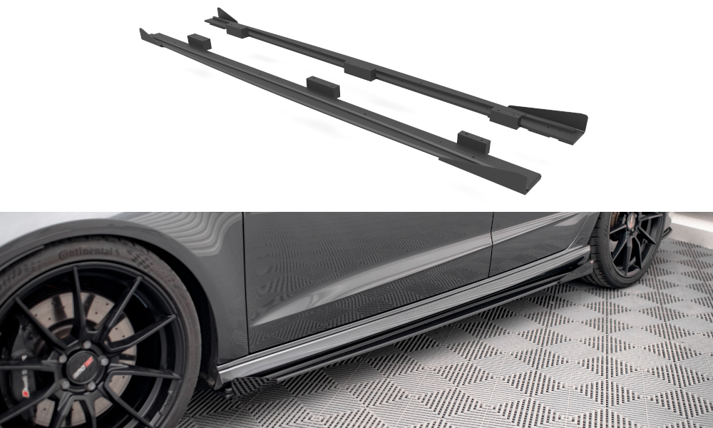 Street Pro Seitenschweller Ansatz + Flaps für Audi S3 / A3 S-Line Sportback 8V Facelift