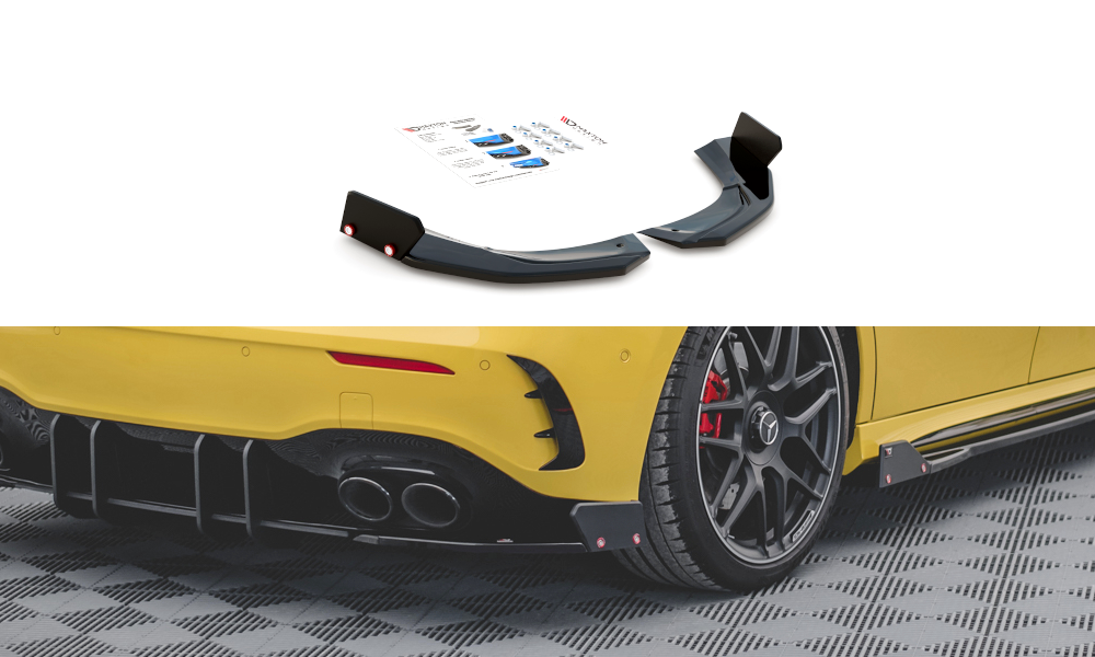 Heck Ansatz Flaps Diffusor V2 + Flaps für Mercedes-AMG A 45 S Aero Pack W177