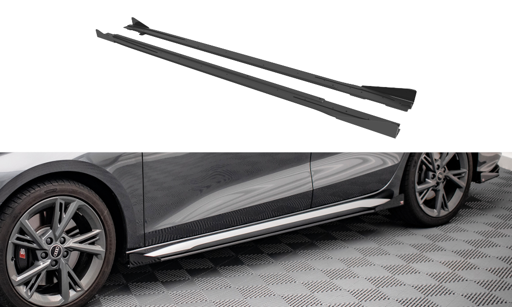 Street Pro Seitenschweller Ansatz für + Flaps Audi S3 / A3 S-Line 8Y / 8Y Facelift