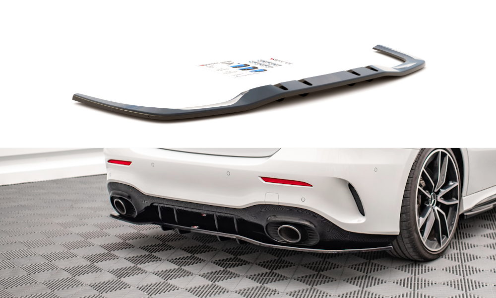 Mittlerer Cup Diffusor V1 DTM Look Heck Ansatz für Mercedes A 35 AMG Limousine
