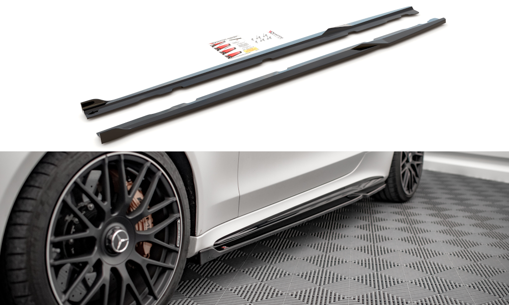 Seitenschweller V2 Ansatz für für Mercedes-AMG C 63 AMG Coupe C205 Facelift schwarz matt