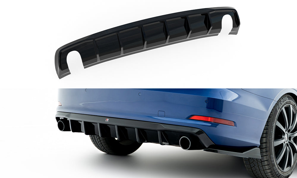 Diffusor Heck Ansatz für Audi A3 Limousine 8V (Einzelauspuff li. re.)