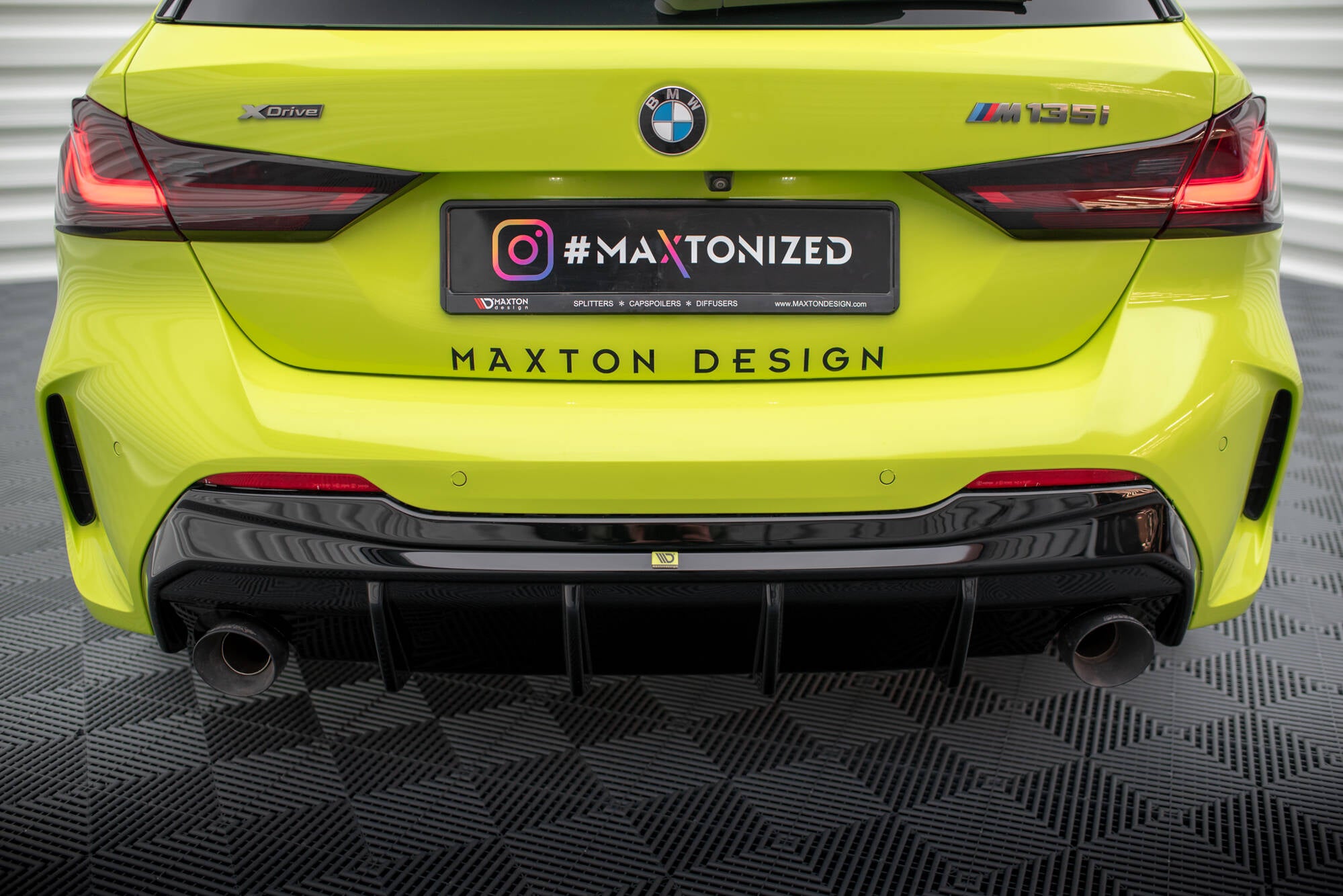 Diffusor V3 Heck Ansatz für BMW 1er F40 M - Paket/ M135i / 128ti (Einzelauspuff li. re.)