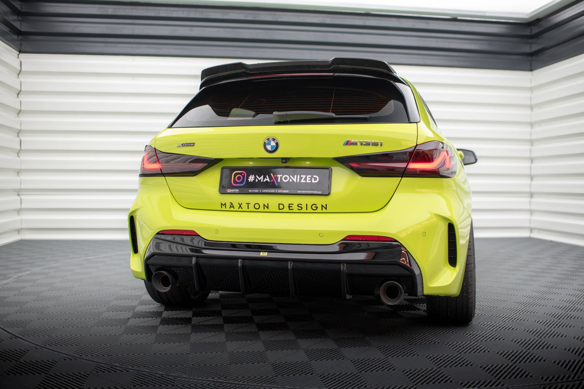 Diffusor V3 Heck Ansatz für BMW 1er F40 M - Paket/ M135i / 128ti (Einzelauspuff li. re.)