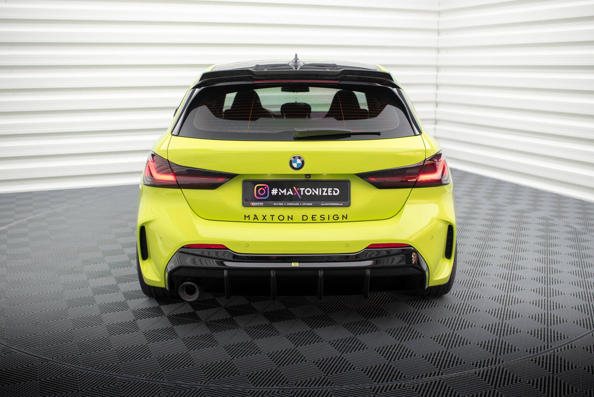 Diffusor V3 Heck Ansatz für BMW 1er M - Paket / 128ti F40 (Ausführung mit einseitigem Doppelauspuffendrohr)