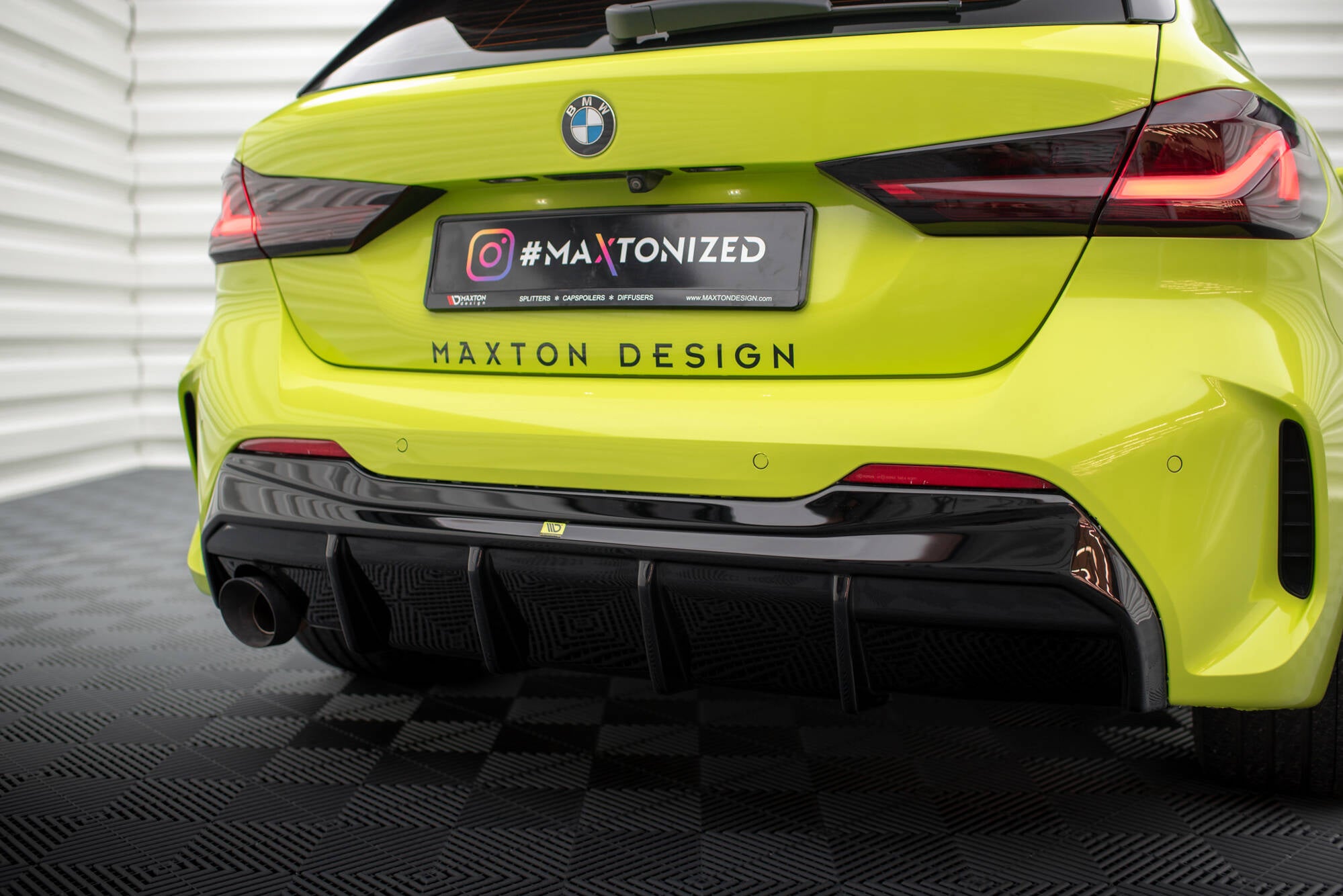 Diffusor V3 Heck Ansatz für BMW 1er M - Paket / 128ti F40 (Ausführung mit einseitigem Doppelauspuffendrohr)