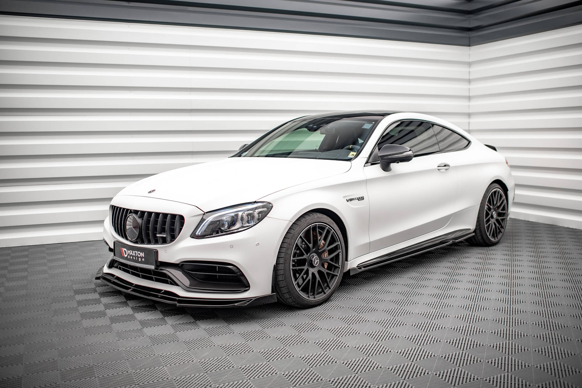 Seitenschweller V2 Ansatz für für Mercedes-AMG C 63 AMG Coupe C205 Facelift schwarz matt