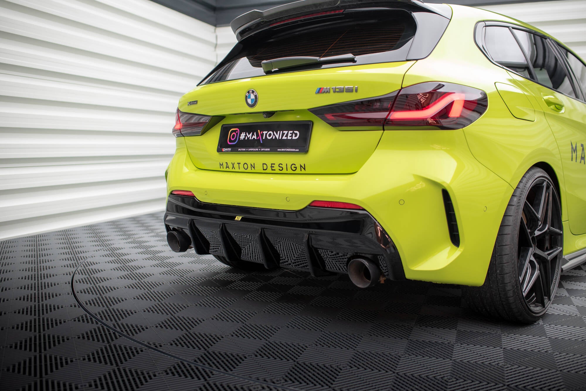 Diffusor V3 Heck Ansatz für BMW 1er F40 M - Paket/ M135i / 128ti (Einzelauspuff li. re.)