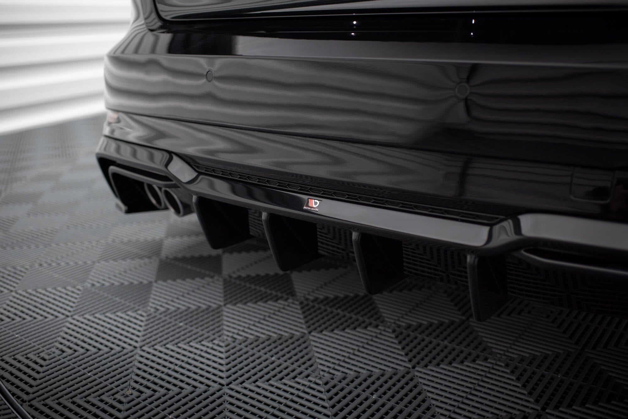 Diffusor Heck Ansatz für Audi A3 S-Line Sportback 8V Facelift (Doppelauspuff li.)