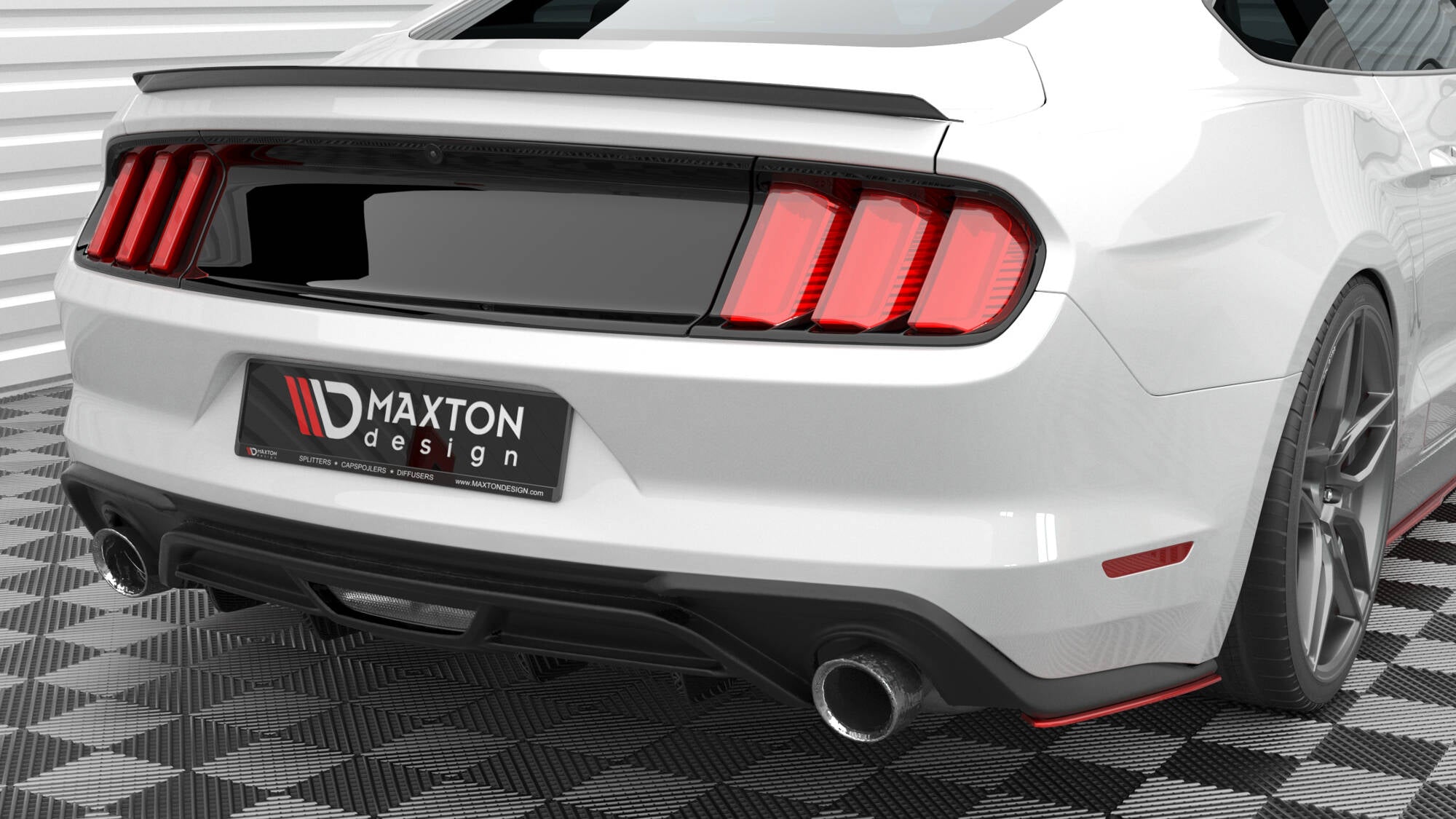 Heck Ansatz Flaps Diffusor V2 für Ford Mustang Mk6 Facelift
