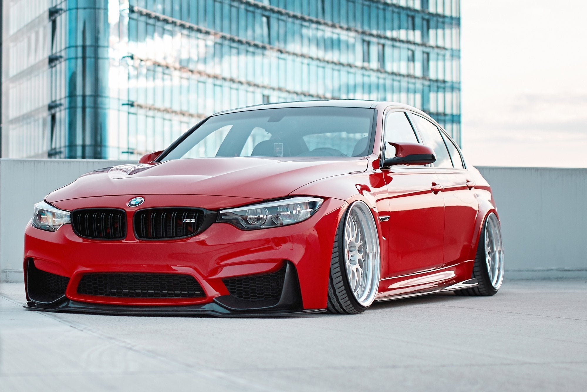 Frontlippe für + Rahmen Fur Seitlich Lufteinlasse BMW M3 F80 schwarz matt