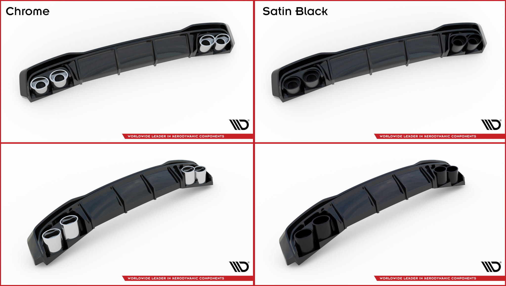 Diffusor Heck Ansatz für + Endschalldampfer Sportauspuff Attrappe Audi A3 S-Line Sportback 8Y