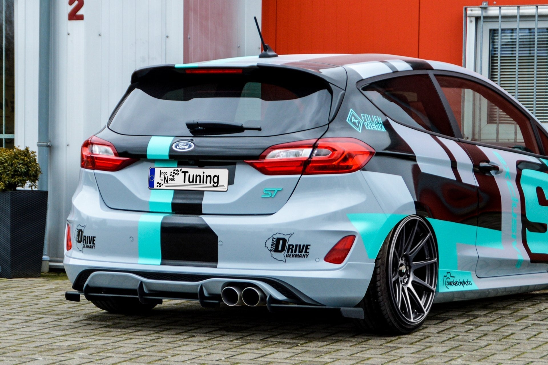 Gefräster Heckansatz mit Finnen aus ABS passend für Ford Fiesta ST JHH