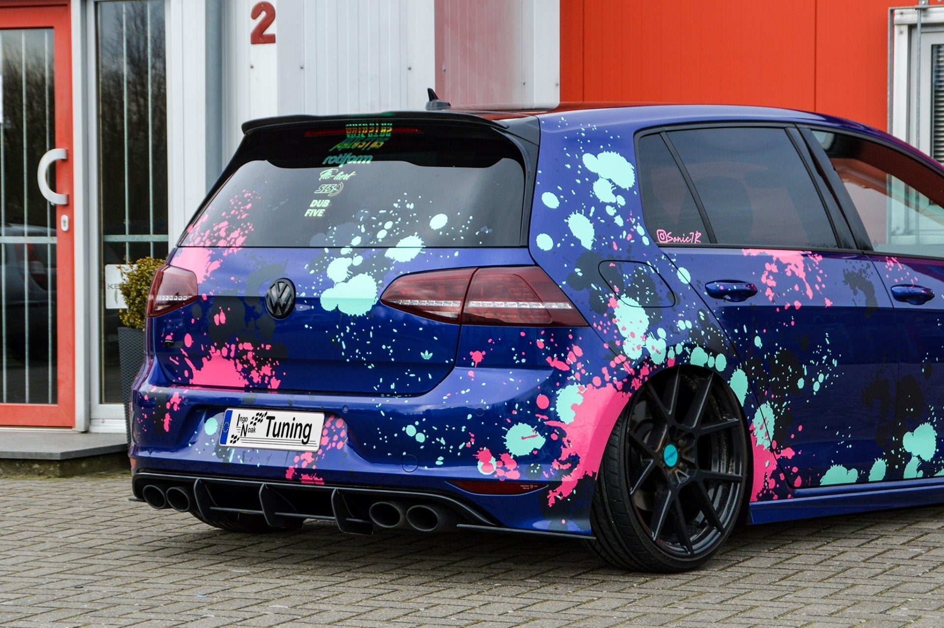 Racing Heckansatz Diffusor mit Seitenteilen passend für VW Golf 7 R Vorfacelift