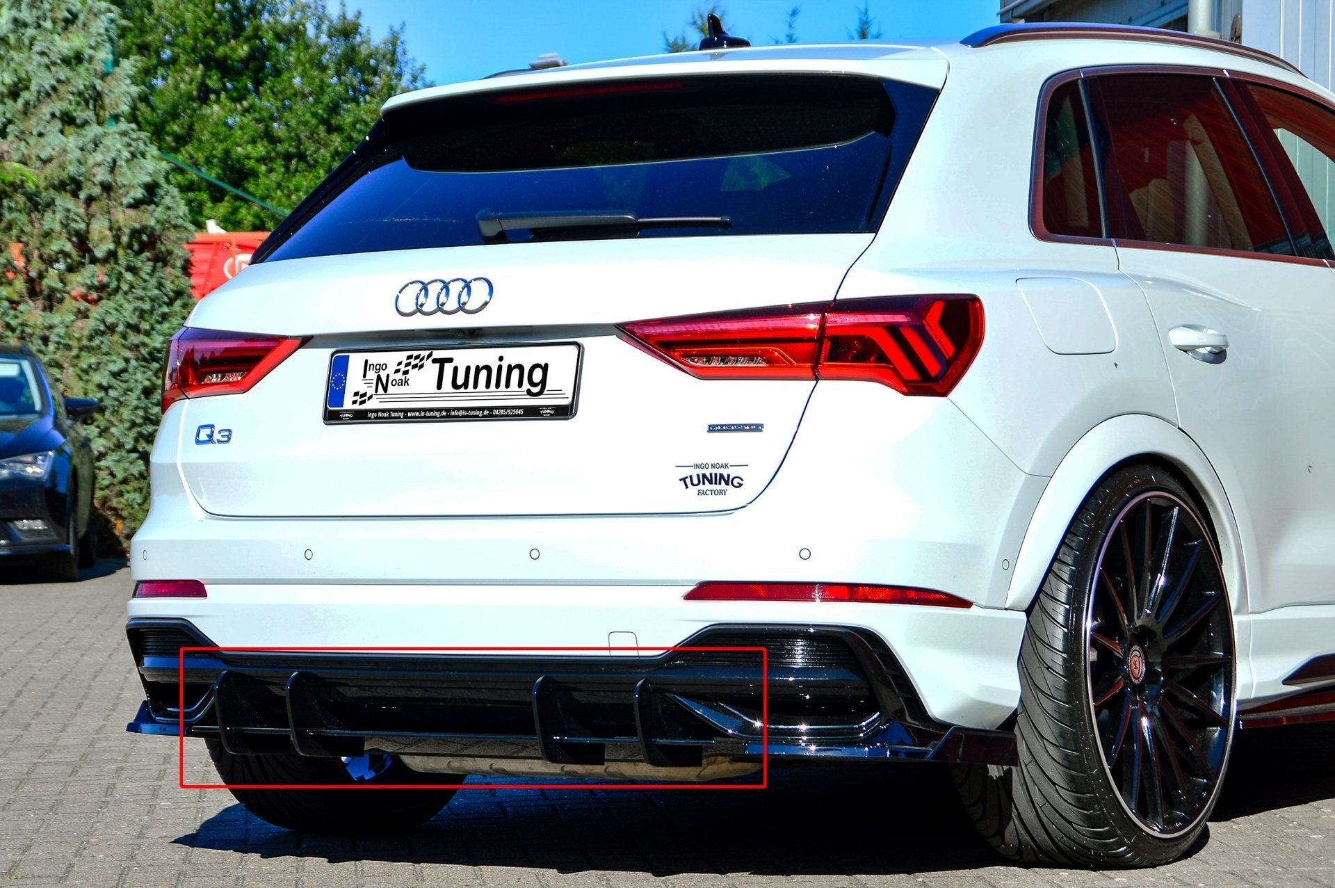 Gefräster Heckansatz mit Finnen passend für Audi Q3 F3 mit S-Line