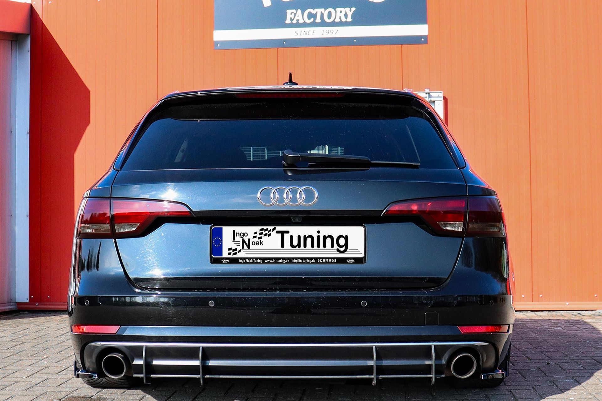 Gefräster Heckansatz aus ABS passend für Audi A4 B9 Avant mit Endrohr L/R