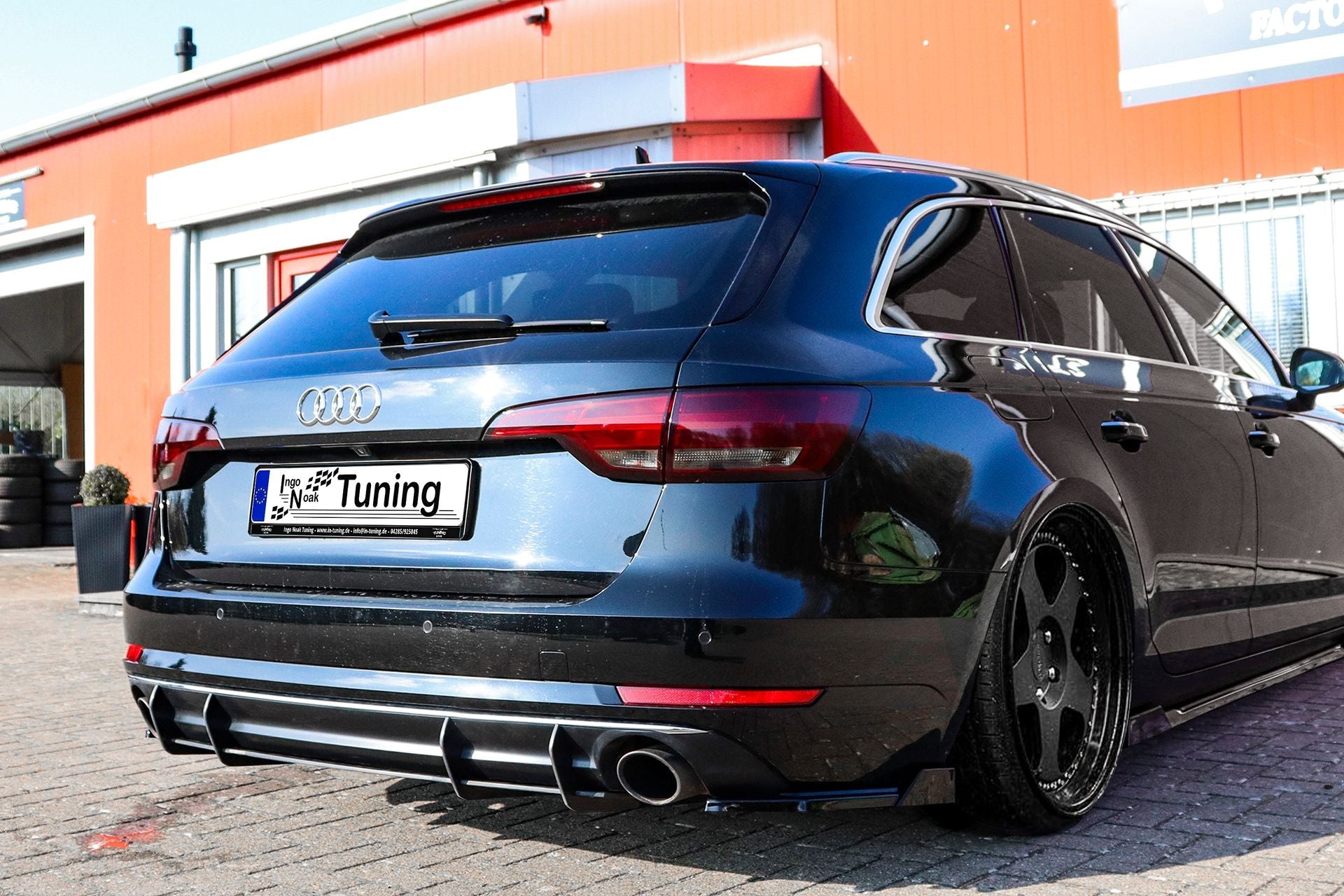 Gefräster Heckansatz aus ABS passend für Audi A4 B9 Avant mit Endrohr L/R