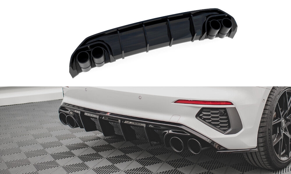 Heck Ansatz Diffusor + Endrohre für Audi A3 S-Line Sportback 8Y - Aerowerk.