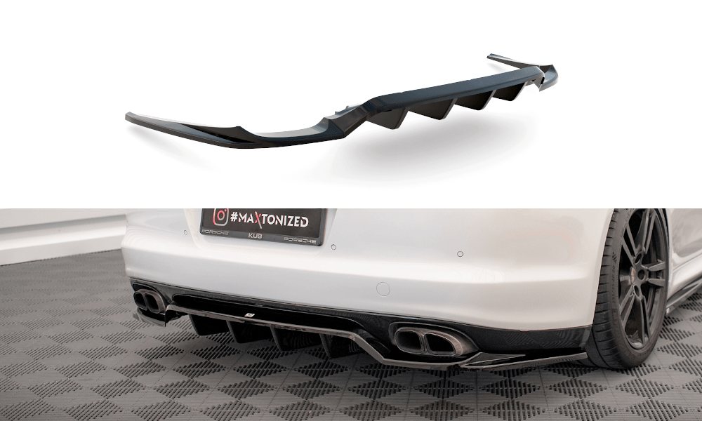 Maxton Design - Mittlerer Diffusor Heck Ansatz DTM Look für Porsche Panamera Turbo 970 schwarz matt - Aerowerk.