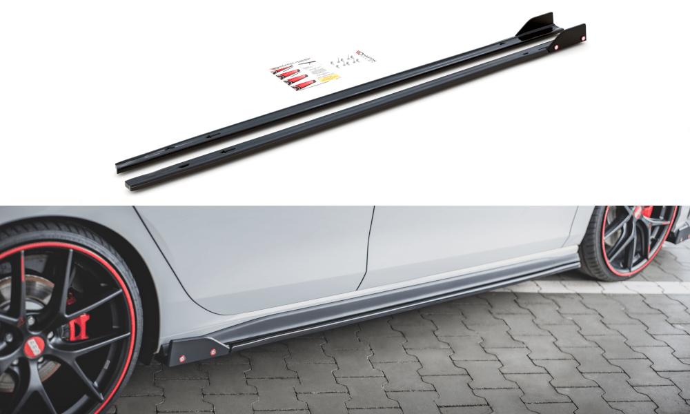 Maxton Design - Seitenschweller V2 Ansatz für für + Flaps Volkswagen Golf 8 GTI / GTI Clubsport - Aerowerk.