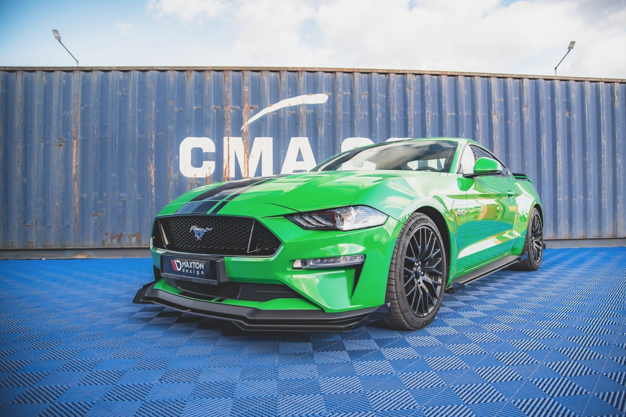 Maxton Design - Street Pro Frontlippe V1 für für + Flaps Ford Mustang GT Mk6 Facelift - Aerowerk.