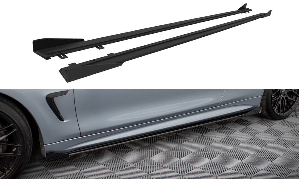Maxton Design - Street Pro Seitenschweller Ansatz + Flaps für BMW 4er Coupe / Gran Coupe / Cabrio M - Paket F32 / F36 / F33 - Aerowerk.
