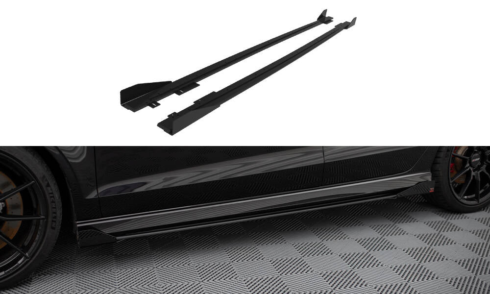 Maxton Design - Street Pro Seitenschweller V1 Ansatz für + Flaps für Audi RS3 Limousine 8V Facelift - Aerowerk.