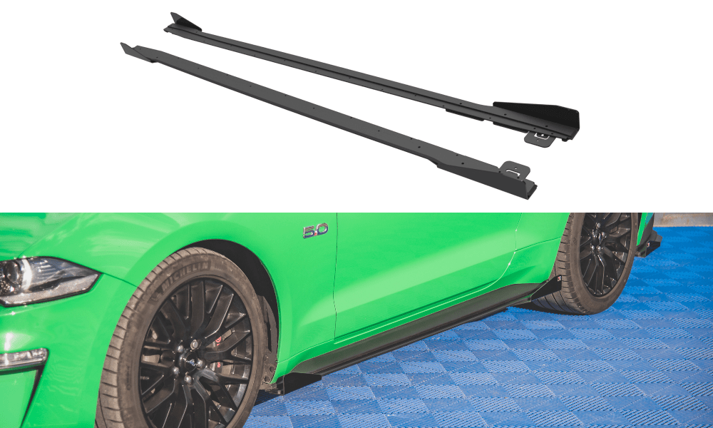 Maxton Design - Street Pro Seitenschweller V1 Ansatz für für + Flaps Ford Mustang GT Mk6 Facelift - Aerowerk.